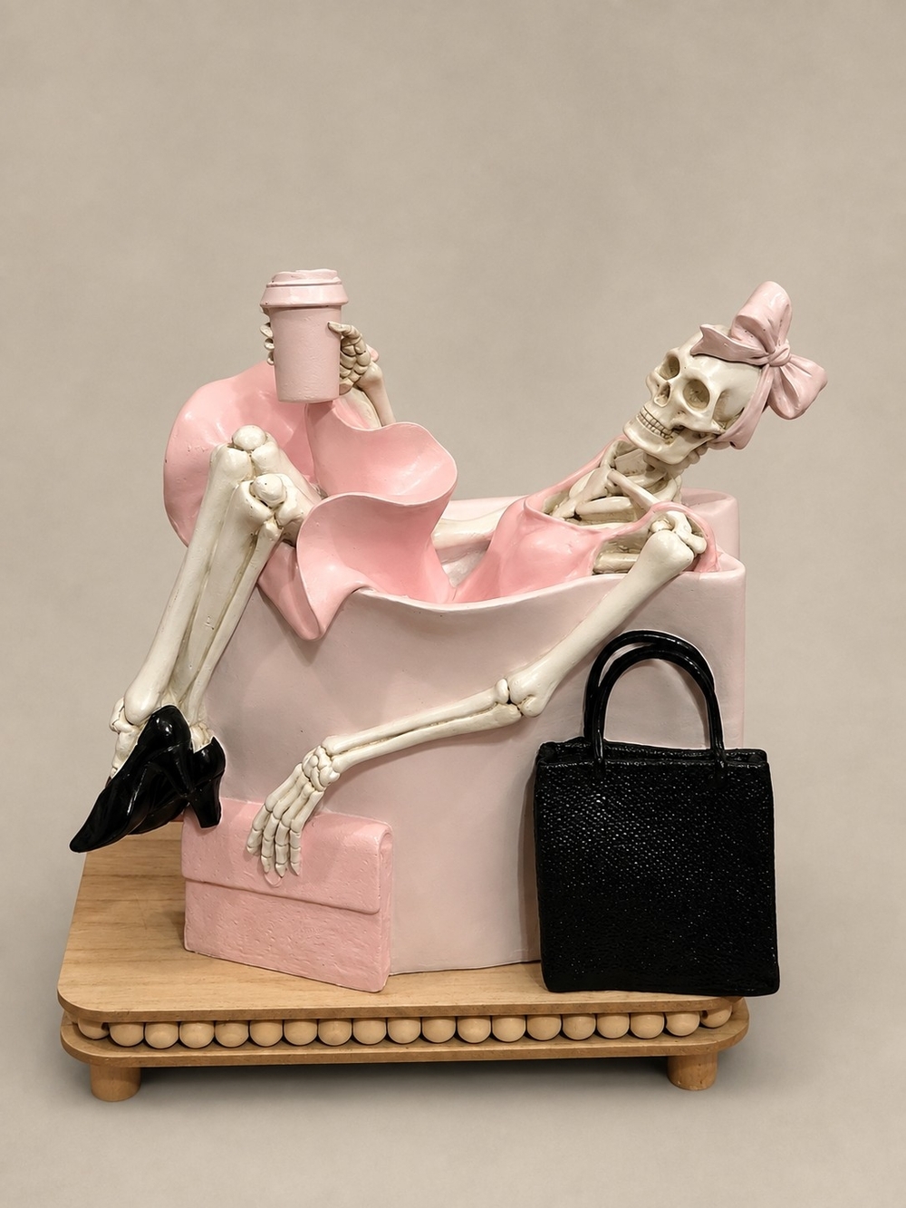 Pink Halloween Fashion Skeleton Decor Statue – Chic Home Accent